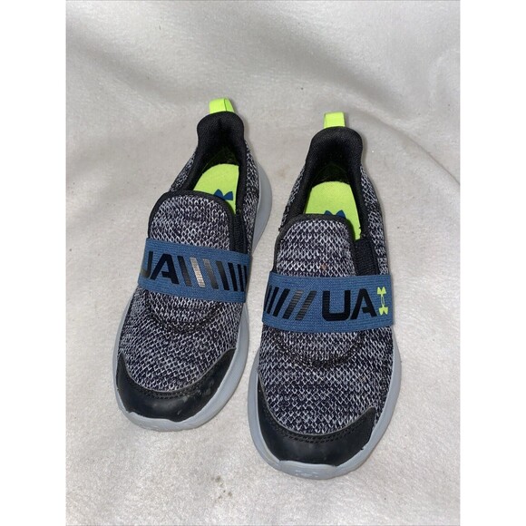 boys under armour shoes size 1 Kids Slip On Gray Sneaker Gym Run - Picture 2 of 10